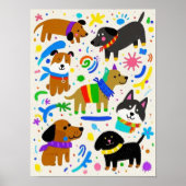Cartoon speelse puppy's poster (Voorkant)