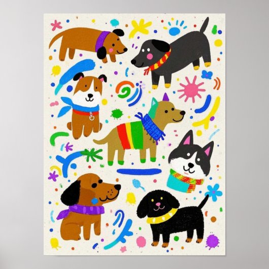 Cartoon speelse puppy's poster (Voorkant)
