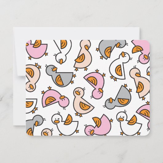 Cartoon Speelse Roze Eenden Eendjes Baby Meisje Bedankkaart (Achterkant)