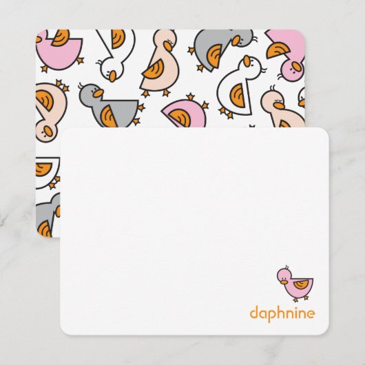 Cartoon Speelse Roze Eenden Eendjes Baby Meisje Bedankkaart (Voorkant / Achterkant)