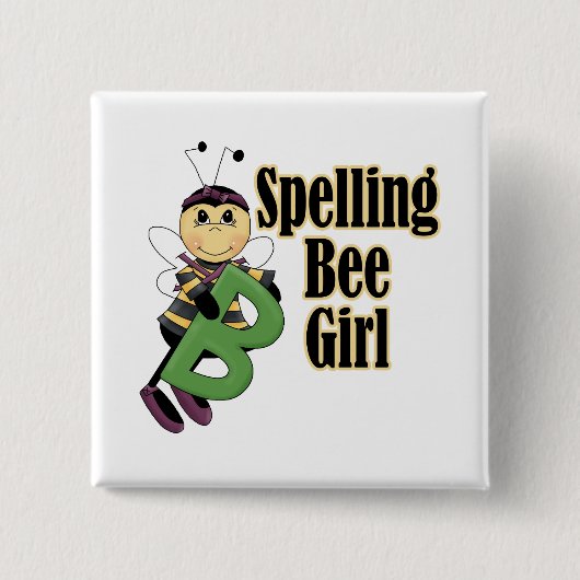 cartoon spelbee meisje hommel vierkante button 5,1 cm (Voorkant)