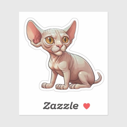 Cartoon Sphynx Cat Sticker (Vel)