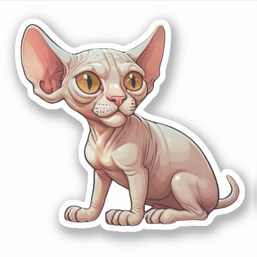 Cartoon Sphynx Cat Sticker (Voorkant)
