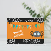 Cartoon Spider Halloween Kinder Partij Kaart (Staand voorkant)