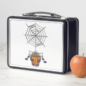 Cartoon Spider opknoping van Web holding Bucket (In situ)