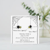 Cartoon Spiders Halloween Invitation Kaart (Staand voorkant)