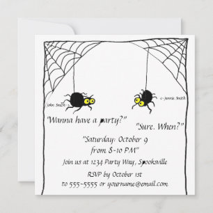 Cartoon Spiders Halloween Invitation Kaart