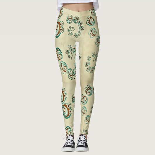 Cartoon Spiraal Beer Karakter Leggings (Voorkant)