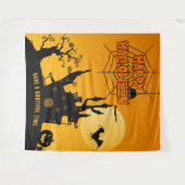 Cartoon Spokenhuis Halloween Feest Achtergrond Wandkleed (Voorkant (horizontaal))