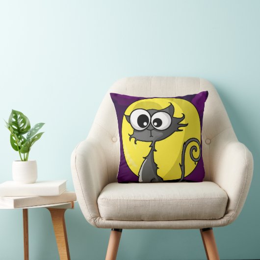 Cartoon Spooky Cat Kussen (Stoel)