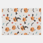 Cartoon Spooky ghost en retro pompoenen Inpakpapier Vel (Voorkant 3)