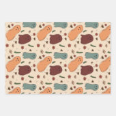 Cartoon Spooky ghost en retro pompoenen Inpakpapier Vel (Voorkant)