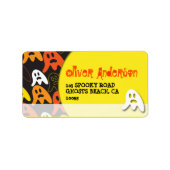 Cartoon Spooky Ghosts Kind Halloween Adres Etiket (Voorkant)