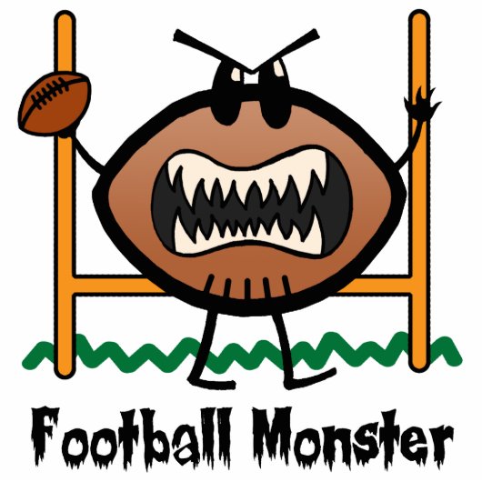 Cartoon Sports Clip Art Angry Mad Football Monster Staand Fotobeeldje (Voorkant)