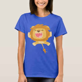 Cartoon springende leeuw vrouwen T-shirt