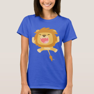 Cartoon springende leeuw vrouwen T-shirt