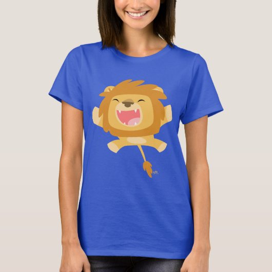 Cartoon springende leeuw vrouwen T-shirt (Voorkant)