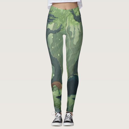 Cartoon Sprookjesbos landschap . Leggings (Voorkant)