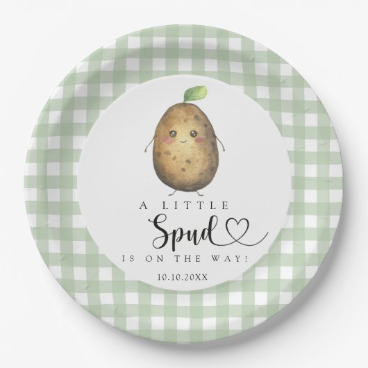Cartoon Spud-Baby shower Papieren Bordje (Voorkant)