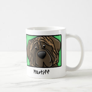Cartoon Square Brindle Mastiff Koffiemok
