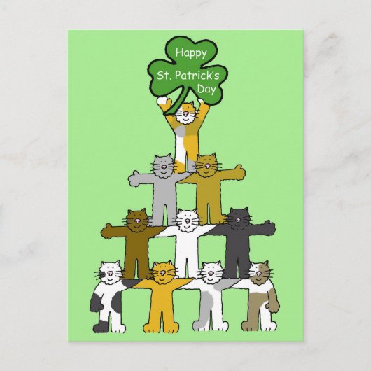 Cartoon St Patrick's Day Cats Briefkaart (Voorkant)