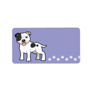Cartoon Staffordshire Bull Terrier Etiket