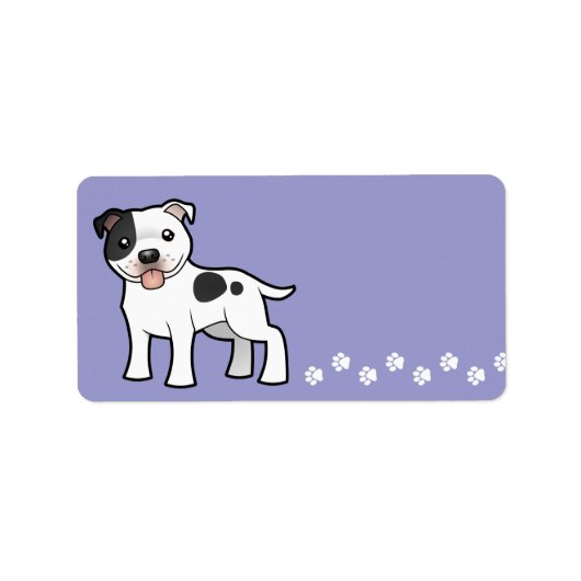 Cartoon Staffordshire Bull Terrier Etiket (Voorkant)