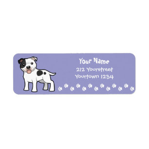 Cartoon Staffordshire Bull Terrier Etiket
