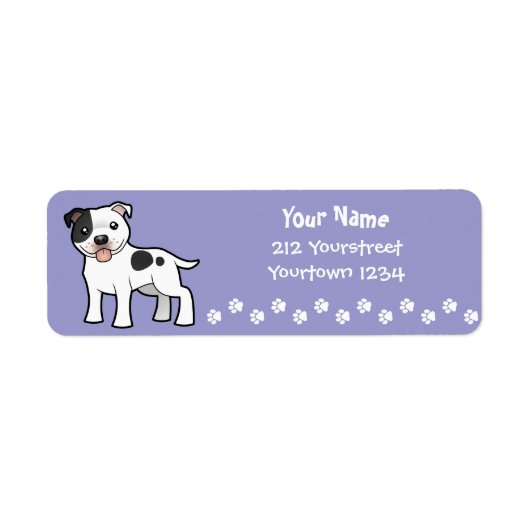 Cartoon Staffordshire Bull Terrier Etiket (Voorkant)