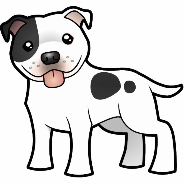 Cartoon Staffordshire Bull Terrier Fotobeeldje Magneet (Voorkant)