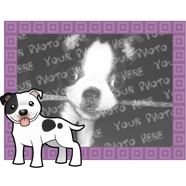 Cartoon Staffordshire Bull Terrier Fotobeeldje Magneet (Voorkant)