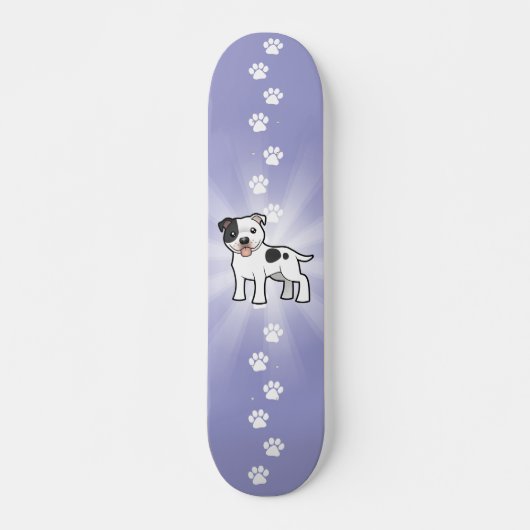 Cartoon Staffordshire Bull Terrier Skateboard (Voorkant)