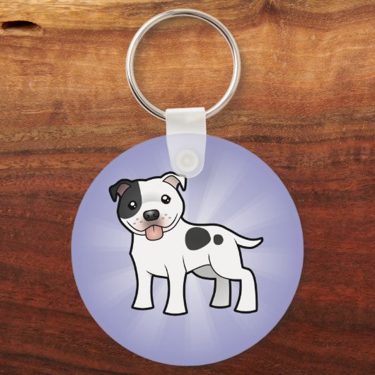 Cartoon Staffordshire Bull Terrier Sleutelhanger (Voorkant)