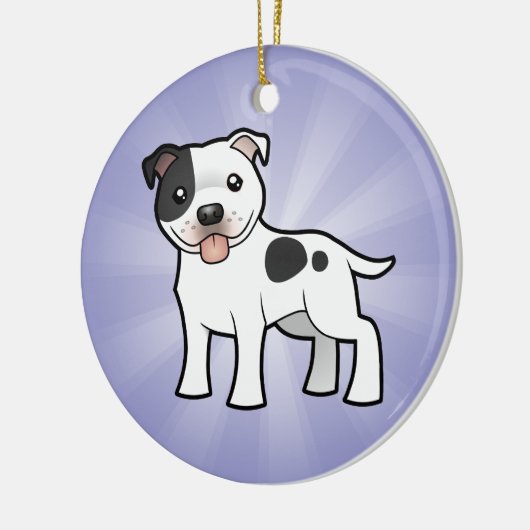 Cartoon Staffordshire Bull Terrier (voeg uw msg to Keramisch Ornament (Links)