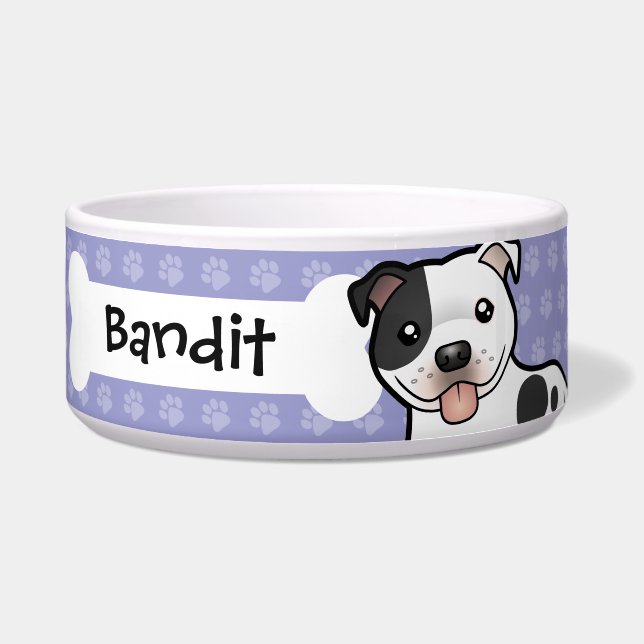 Cartoon Staffordshire Bull Terrier Voerbakje (Voorkant)