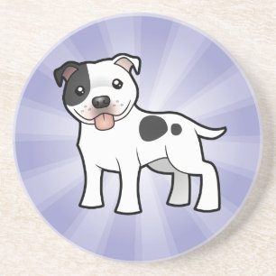 Cartoon Staffordshire Bull Terrier Zandsteen Onderzetter