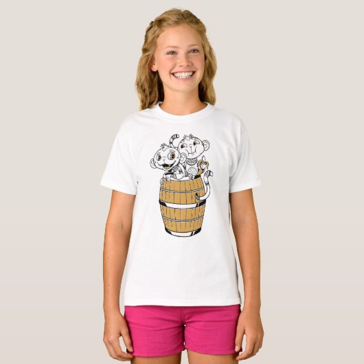 Cartoon stam aap t-shirt (Voorkant volledig)