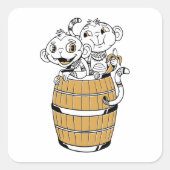 Cartoon stam aap vierkante sticker (Voorkant)