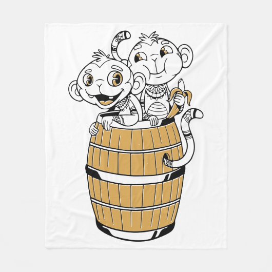 Cartoon stammenaap fleece deken (Voorkant)