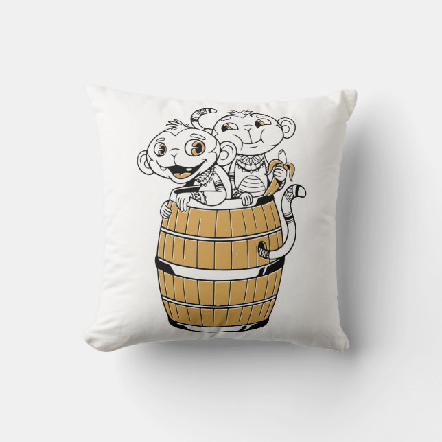 Cartoon stammenaap kussen (Voorkant)