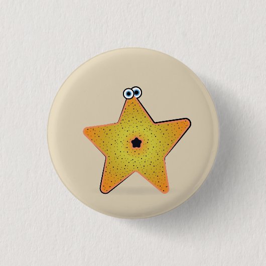 Cartoon Starfish Ronde Button 3,2 Cm (Voorkant)
