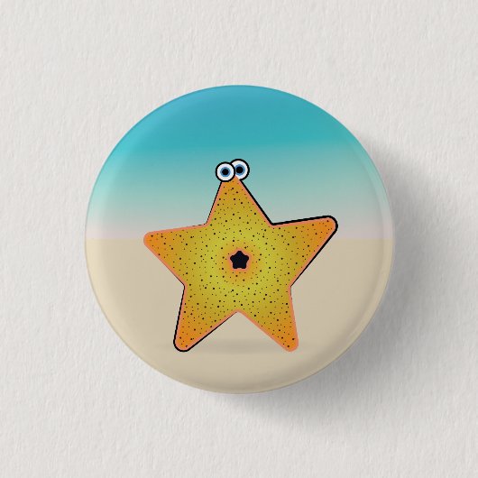 Cartoon Starfish Ronde Button 3,2 Cm (Voorkant)