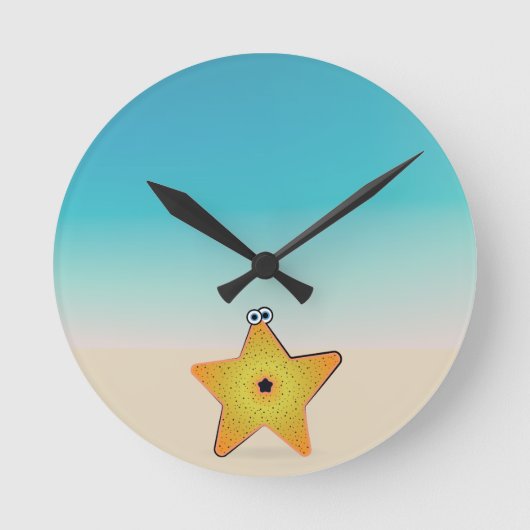 Cartoon Starfish Ronde Klok (Voorkant)