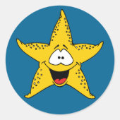 Cartoon Starfish Ronde Sticker (Voorkant)