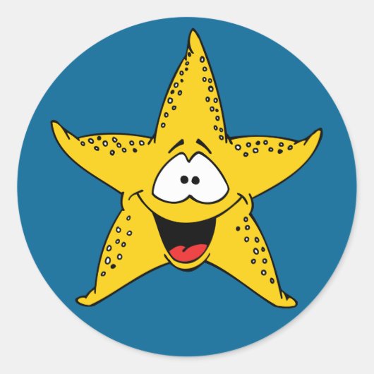 Cartoon Starfish Ronde Sticker (Voorkant)