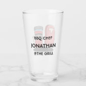 Cartoon Steak & Sauce Custom BBQ Chef Glas (Achterkant)