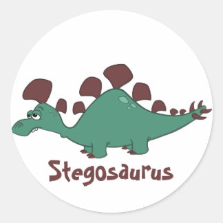 Cartoon Stegosaurus Ronde Sticker