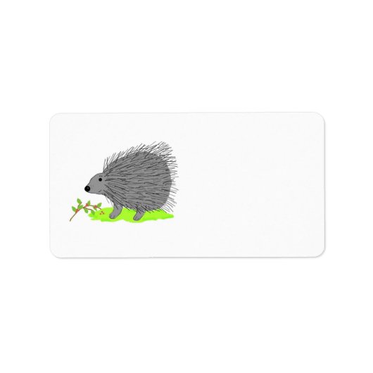 Cartoon Stekelvarken Etiket (Voorkant)