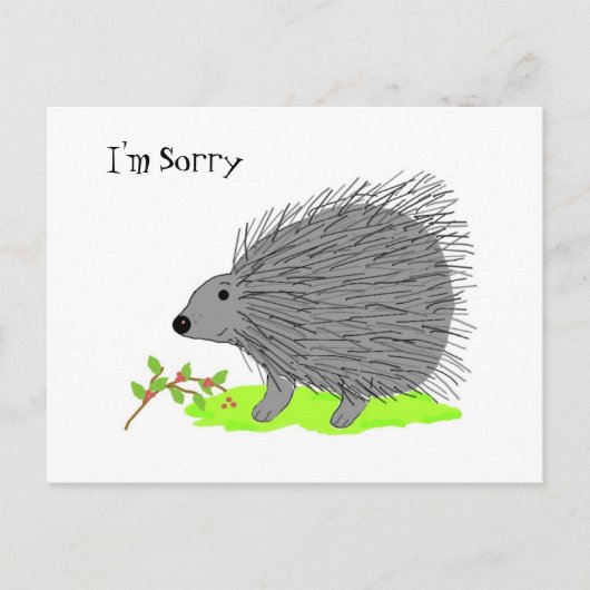 Cartoon Stekelvarken - Sorry Briefkaart (Voorkant)