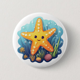 Cartoon sterren illustratie ronde button 5,7 cm